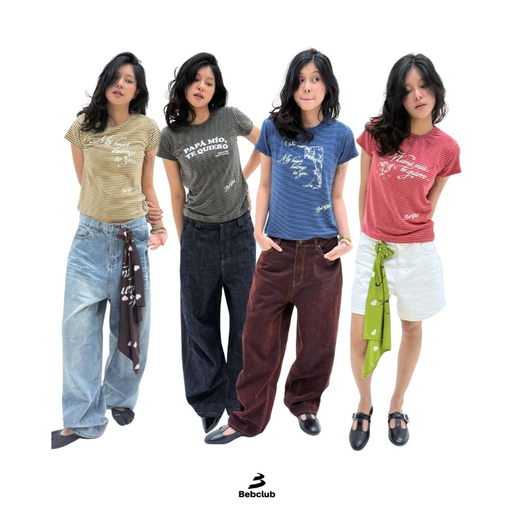 BEB CLUB S/S26 STRIPED BABY TEE เสื้อเบบี้ทีลายทางเบ็บคลับ26