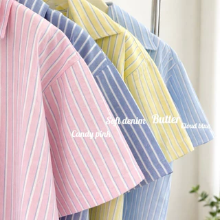 GENTLE SHIRT เสื้อเชิ้ตแขนสั้นทรงโอเวอร์ไซส์ ผ้าคอตตอนทอเนื้อนิ่มใส่สบาย ไม่ร้อน แมทช์ง่าย