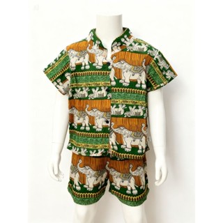 ชุดเซ็ทเด็กลายช้าง คอปก ผ้าสปันเนื้อนุ่ม ใส่สบายทุกโอกาสไม่ร…