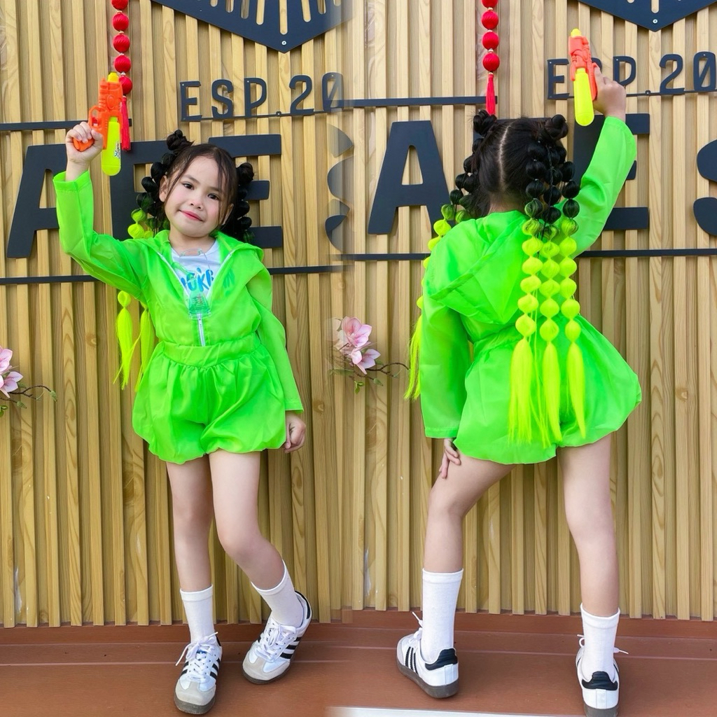 ชุดแฟชั่นเด็ก กางเกงบอลลูน+เสื้อฮู้ดแขนยาว+เสื้อกล้าม+ แว่นตา