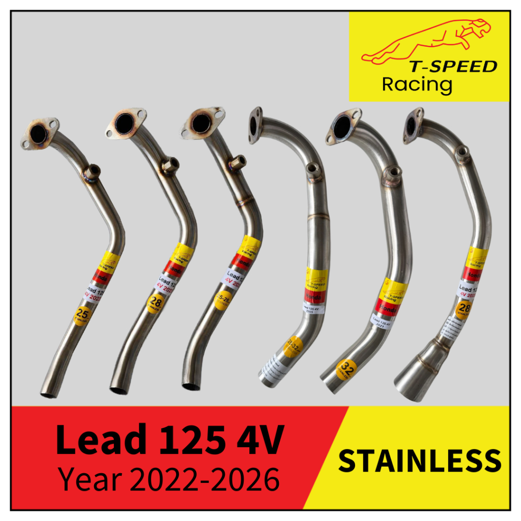 [ฟรีประเก็นปากท่อ] คอท่อ Honda Lead 125 4V (O2 Sensor) Year 2022-2026 สแตนเลส 304 Size 25/ 25-25/ 28/ 28-32/ 32/mm.