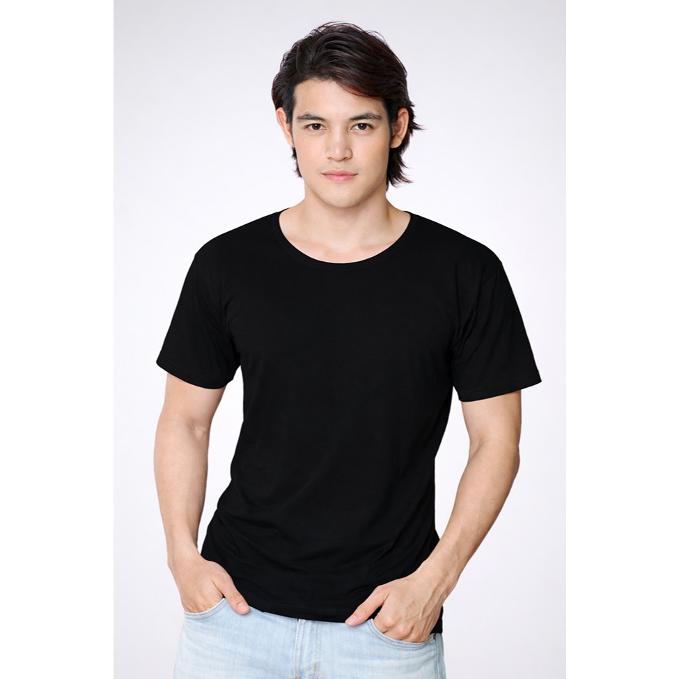 ขิคฟอร์ด เสื้อคอกว้างคอตตอนแท้สีดำ 100% (Chicford Black Neck-band Free T-shirt, 100% Cotton)