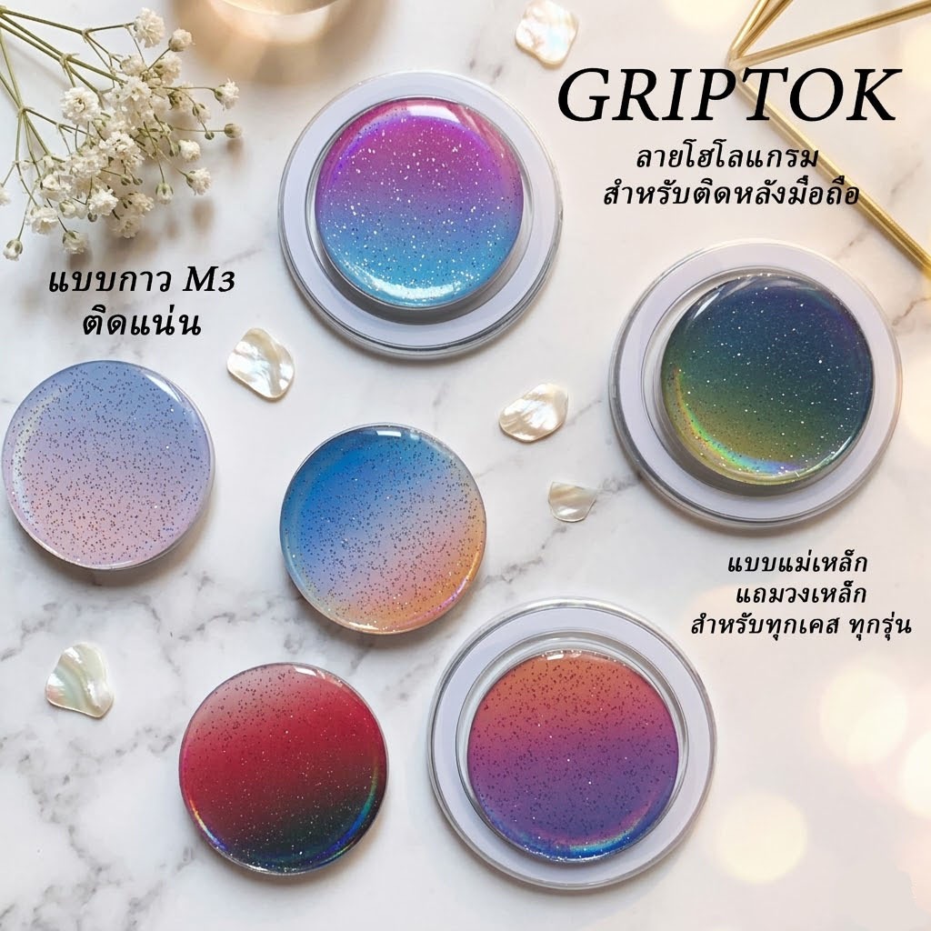 Griptok Hologram กริปต๊อก ติดมือถือ โฮโลแกรม วิบๆวับๆ สินค้าคนไทย ส่งจากไทย