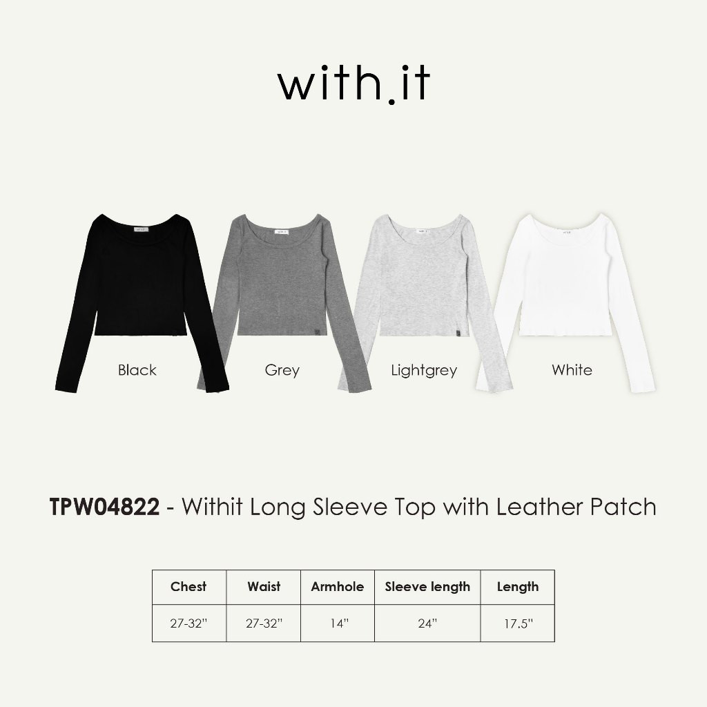 Withit Long Sleeve Top with Leather Patch เสื้อยืดแขนยาว - TPW04822