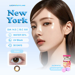 คอนแทคเลนส์ New York Brown / Gray (Kitty Kawaii) ขนาดกลาง 🌷ล…