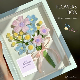 Flowers box 💐กรอบรูปของขวัญ ดอกไม้กำมะหยี่ พร้อมการ์ดภาพและคำอวยพร ขนาด 6x8” สินค้าพร้อมส่ง (ส่งภายใน 1-3 วัน)
