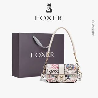 FOXER กระเป๋าสะพายข้างผู้หญิง ลายกราฟฟิตี้สุดประณีต กระเป๋าถือใช้ได้ทุกลุค