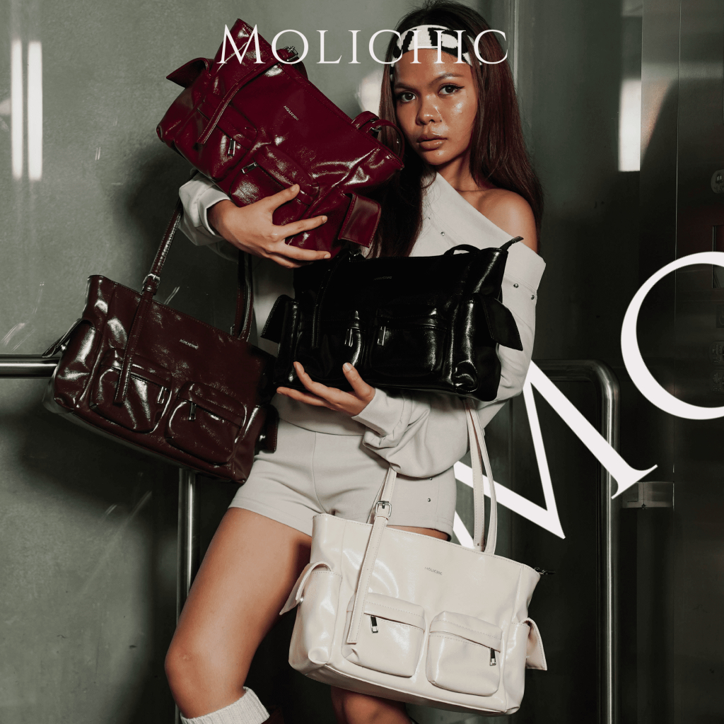 MOLICHIC Pocket Utility Bag กระเป๋าสะพายข้าง ใบใหญ่ จุของได้เยอะ หนังพรีเมียม ดีไซน์ช่องเก็บของเยอะ สไตล์เกาหลี