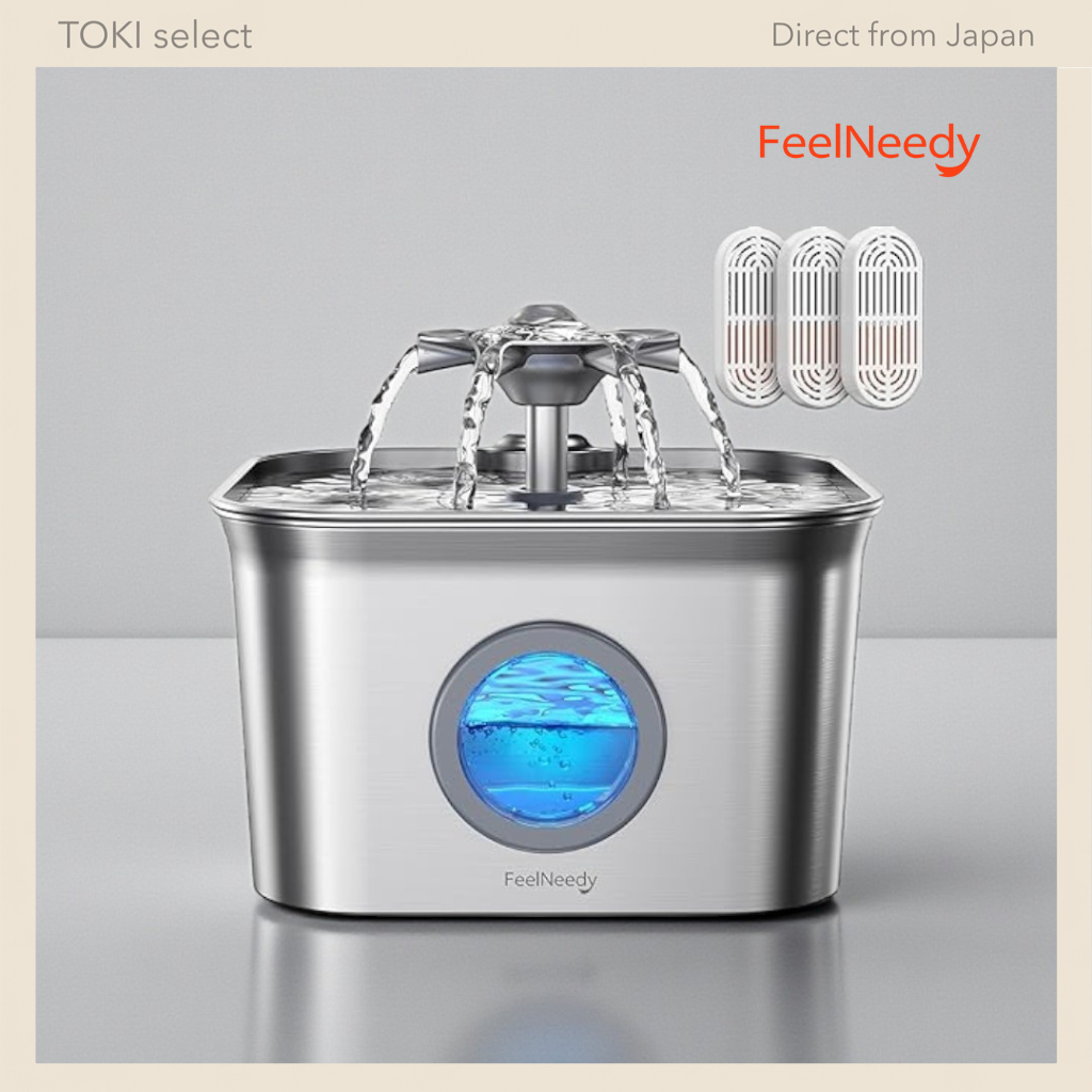 FEELNEEDY FN-W22 Cat Water Fountain Stainless Steel Pet Water Dispenser Filter Pump Sponge Set