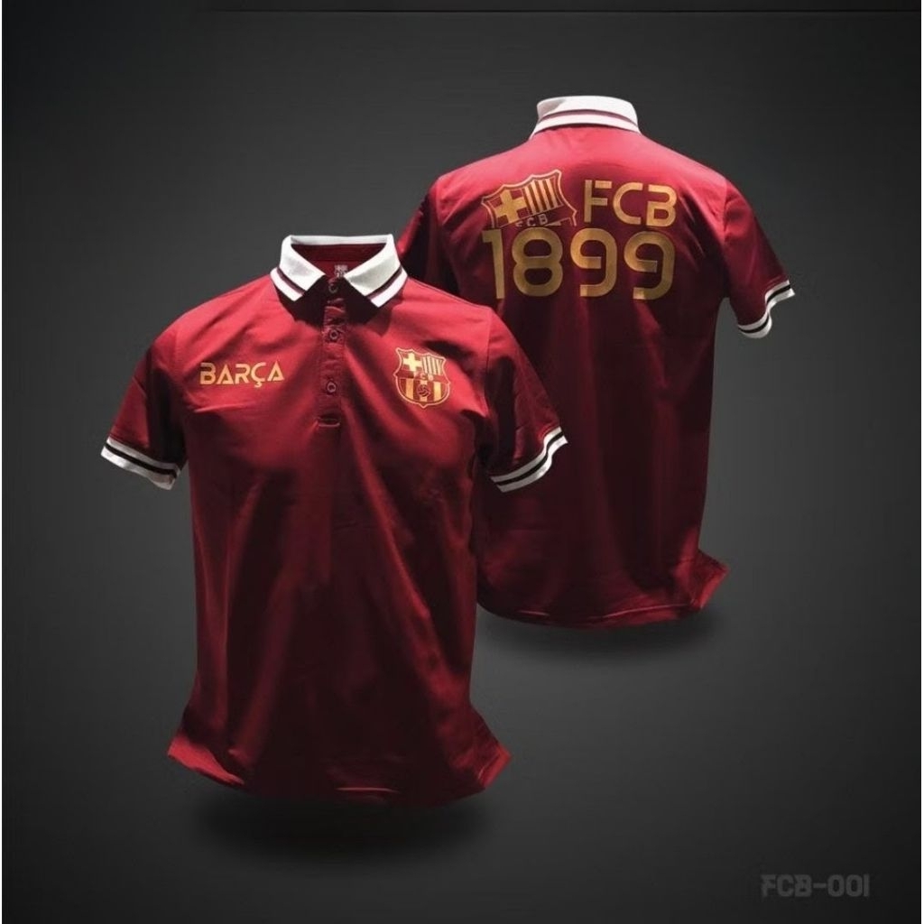 เสื้อโปโล ลิขสิทธิ์แท้ บาร์เซโลน่า Barcelona ( ชาย ) รุ่น FCB 001  สีเลือดหมู