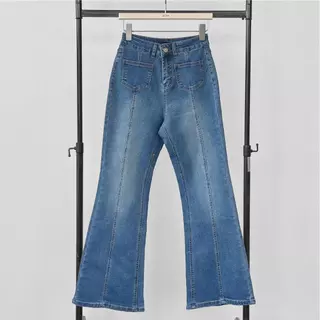 Atipashop - Prestige Flare Cut Jeans (#A9003) | กางเกงยีนส์ขายาวทรงขาม้า ผ้ายืด ทรงสวย