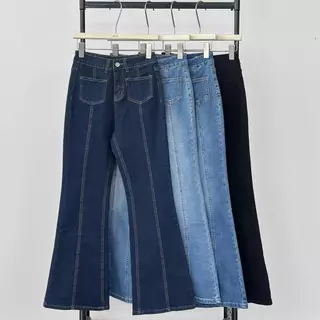Atipashop - Prestige Flare Cut Jeans (#A9003) | กางเกงยีนส์ขายาวทรงขาม้า ผ้ายืด ทรงสวย