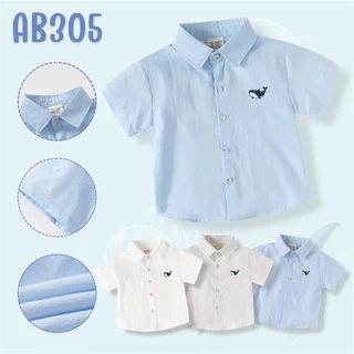 AB305 เสื้อเชิ้ตเด็กแขนสั้น เสื้อเชิ้ตออกงาน ใส่สบาย สินค้าพร้อมส่งในไทย 🇹🇭