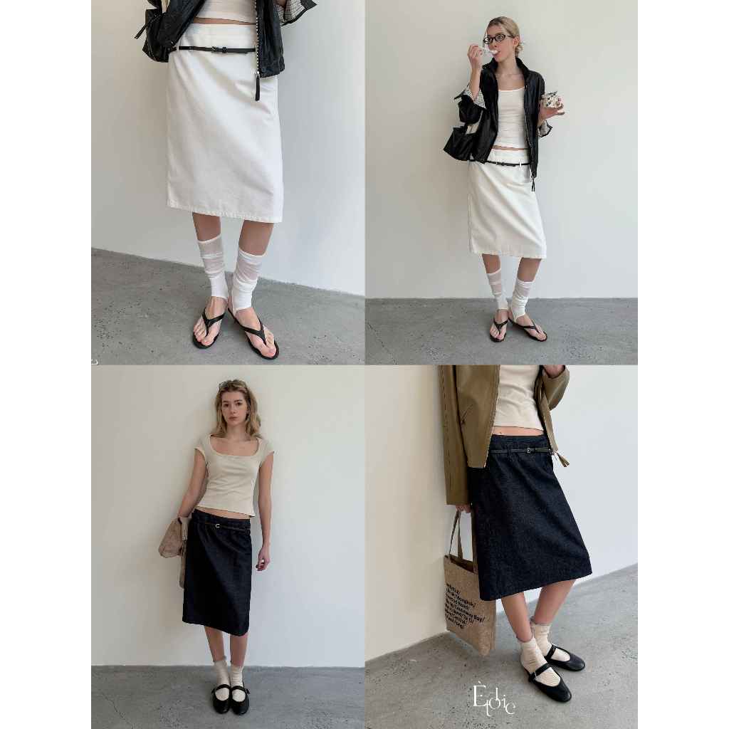 INBYIN - กระโปรงพร้อมเข็มขัด SIMPLE BELT SKIRT - D8004