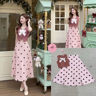 MILA เซ็ต 2 ชิ้นโทนชมพูละมุนตัดน้ำตาลอมชมพู ดีไซน์หวานละมุนม…