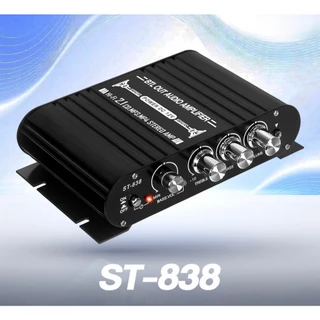 เพาเวอร์แอมป์ แอมป์จิ๋ว 12V-18V 2.1CH แยกซับอิสระ มีให้เลือก 2รุ่น MP-838 มีบลูทูธ / ST- 838 มีช่องต่อซับเบสแยก ตัวเครื่