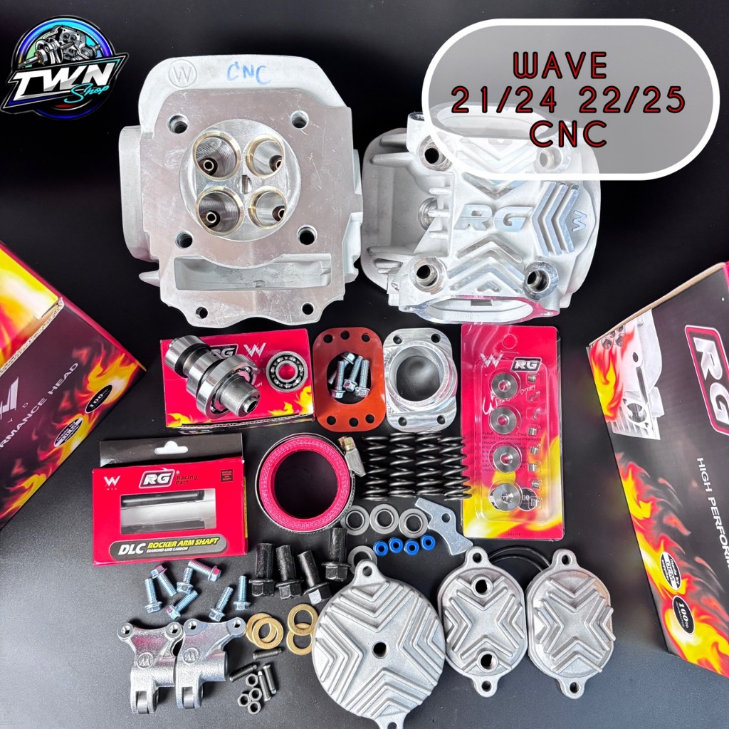 ฝาสูบRG 4วาล์วW125(V3ตัวใหม่ล่าสุด) 21/24 22/25 พร้อมCNCเบ้าฝา อุปกรณ์ครบชุด