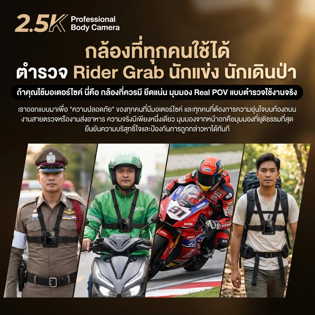 ASTON MOTO X กล้องติดอก กล้องติดหน้าอก Body Camera  กันน้ำIPX68 ใช้ต่อเนื่อง 9-10 ชม รับประกันสินค้า 1 ปี thumbnail 7