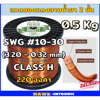 ลวดทองแดงอาบน้ำยา 2 ชั้น 0.5 Kg SWG#10-30 ลวดพันมอเตอร์  มอเ…