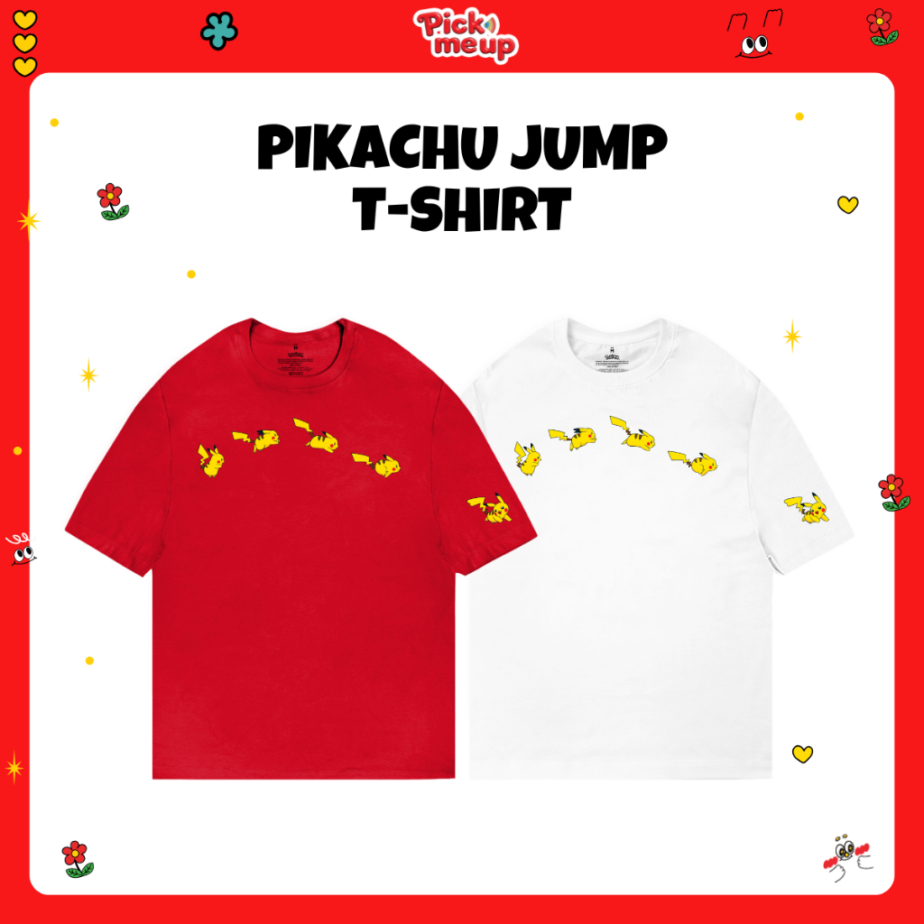 PickMeUp เสื้อยืดพิมพ์ลาย PIKACHU JUMP
