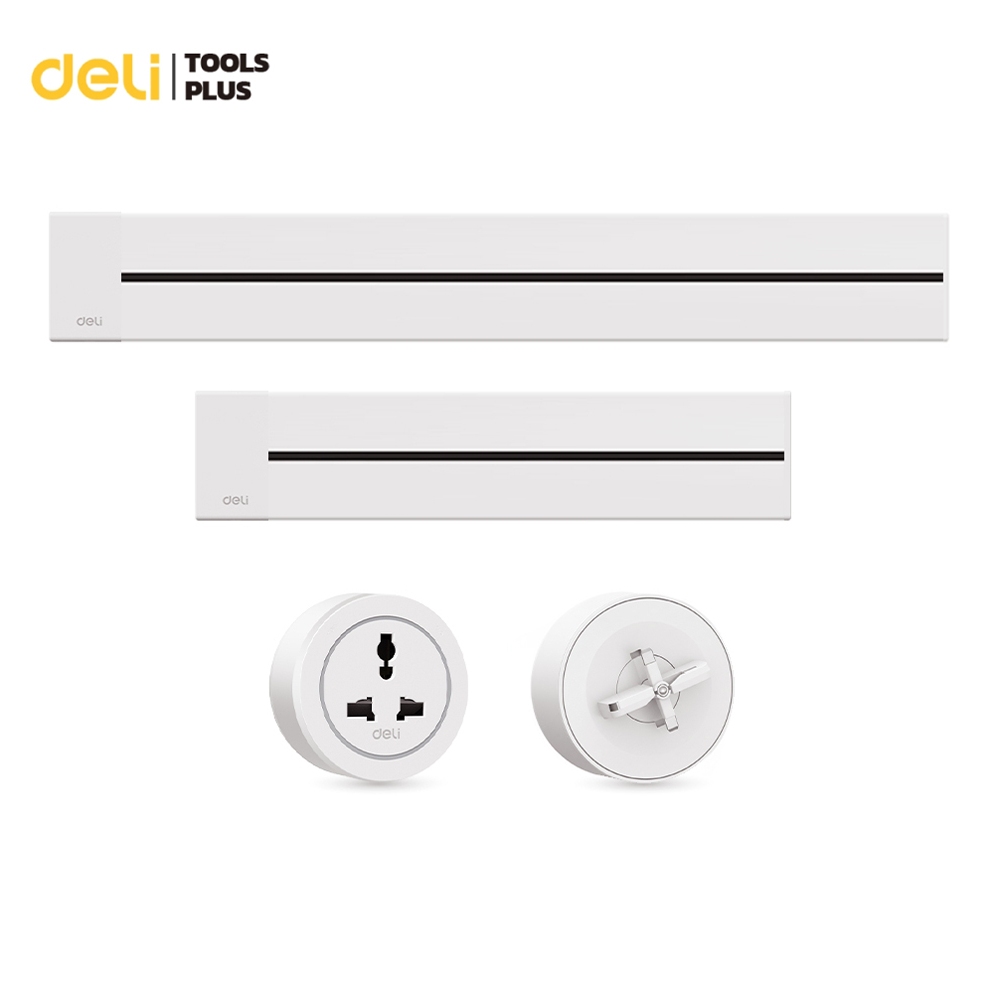 Deli อะแดปเตอร์ จ่ายไฟ 2500W เลื่อนได้สำหรับซ็อกเกตราง อะแดปเตอร์หมุน 360 องศา power track adapter
