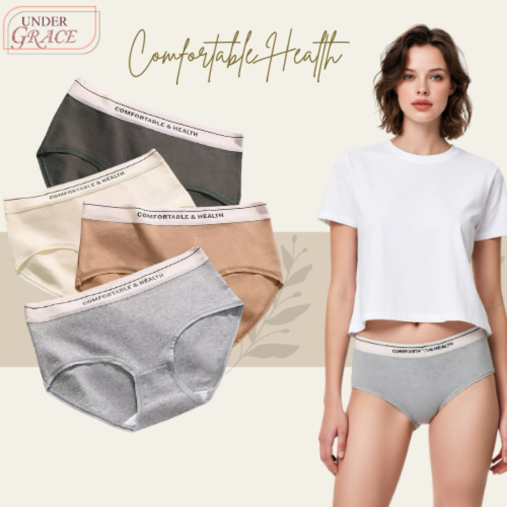[พร้อมส่ง]กางเกงชั้นในผู้หญิง รุ่นComfortable cotton กางเกงชั้นในผ้าฝ้ายแท้ ต้านแบคทีเรีย เอวกลาง ผ้าเย็นใส่สบาย
