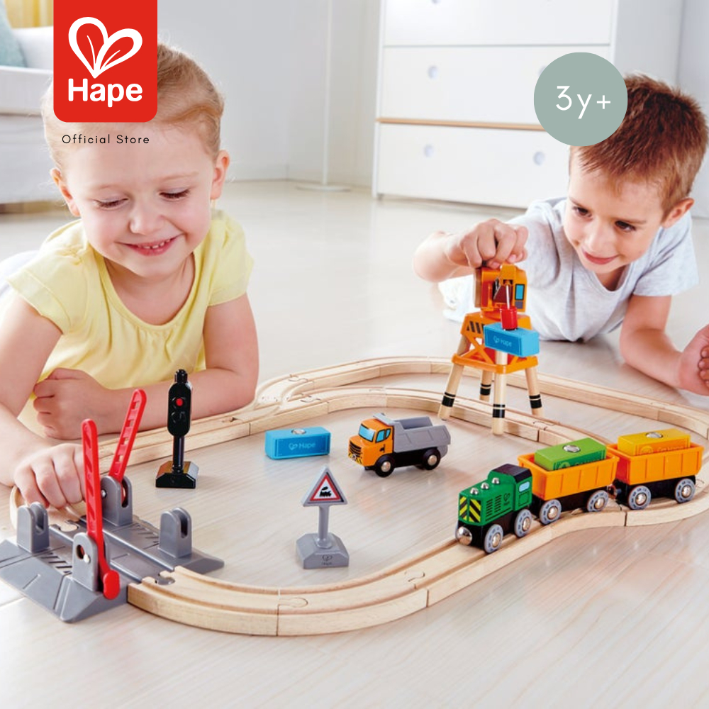 Hape 踏切＆クレーンセット Crossing & Crane Set レールセット 3Y+ 画像2