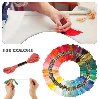พร้อมส่ง【100 ชิ้น】ชุดด้ายไหมพรม ผ้าฝ้าย หลากสี สําหรับเย็บปักถักร้อย ปักครอสสติตช์ DIY