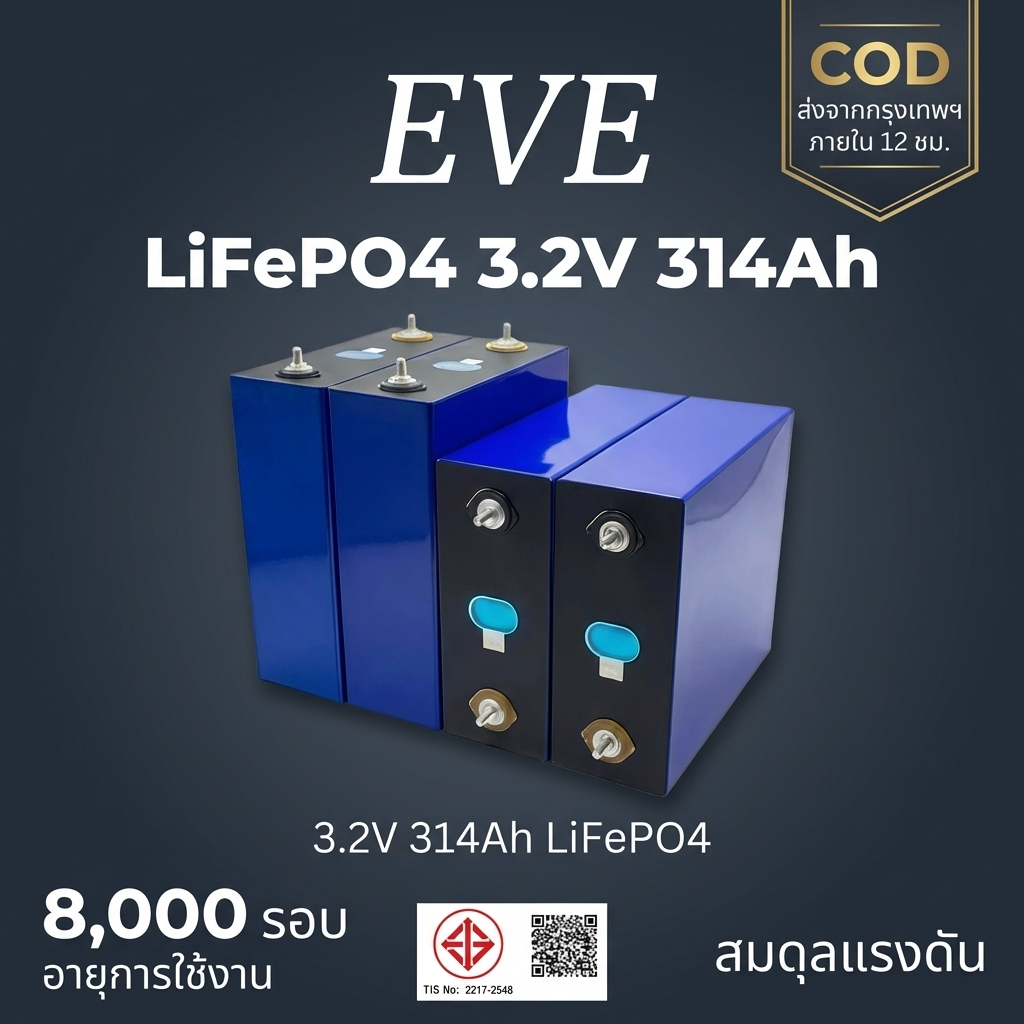 [COD] แบตเตอรี่ลิเธียมเหล็กฟอสเฟต LiFePO4 3.2V 50AH/120AH/314AH สำหรับการชาร์จพลังงานแสงอาทิตย์/แบตเ