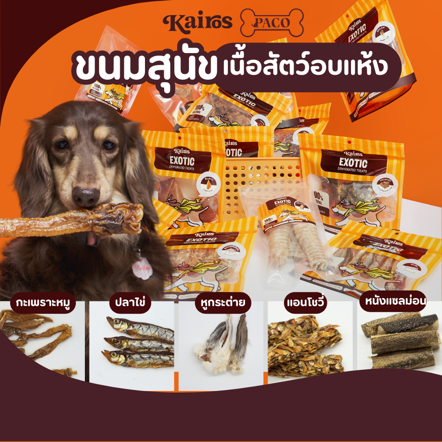 KAIROS ขนมสุนัข เนื้อสัตว์อบแห้ง ขนมหมาคุณภาพ หอม อร่อย ซองซิปเก็บง่าย ขนมหมา ขนมขัดฟันหมา ขนมขัดฟันสุนัข