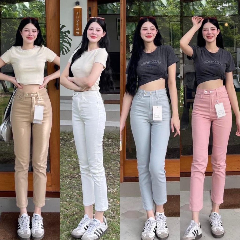 BabarryStyle กางเกงยีนส์ขายาว ผู้หญิง ทรงกระบอก (Vintage) ผ้านุ่ม ยาว 41 นิ้ว คุณภาพดี V-T