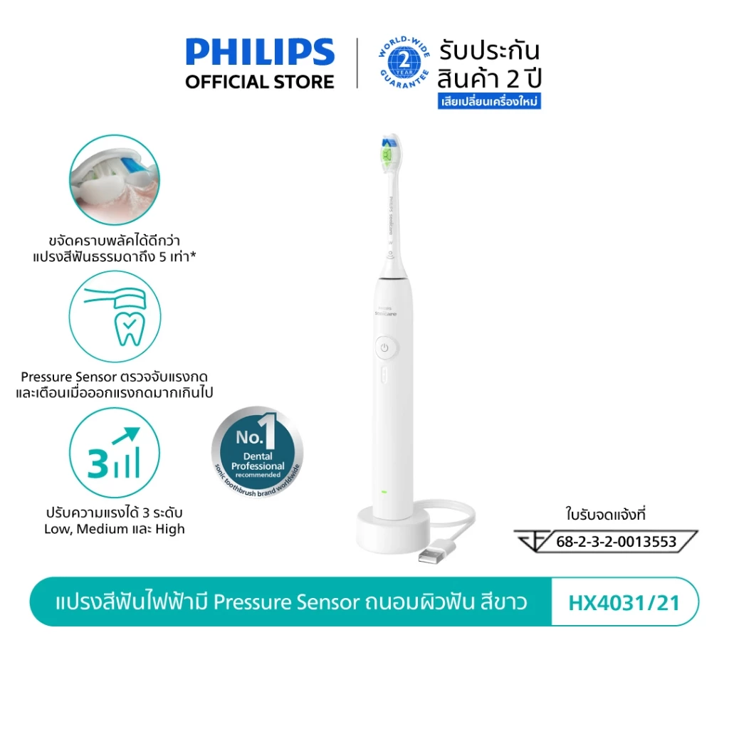 Philips Sonicare ฟิลิปส์ แปรงสีฟันไฟฟ้า รุ่น HX3671/23 , HX4031/21