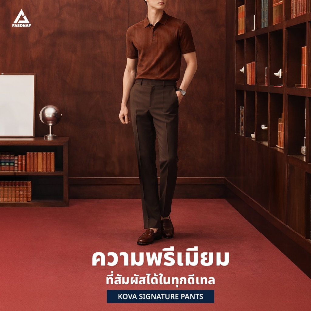 ทรงเดฟ ผ้าไอวี่ กางเกงสแล็คผู้ชาย เนื้อผ้าที่ทอพิเศษ กางเกงผู้ชายใส่ทำงาน ผ้าดีทรงสวยไม่ต้องรีด กางเกงผู้ชาย