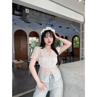 เสื้อแต่งลูกไม้ ผ้าโรซี่พิมพ์ลาย #FF81