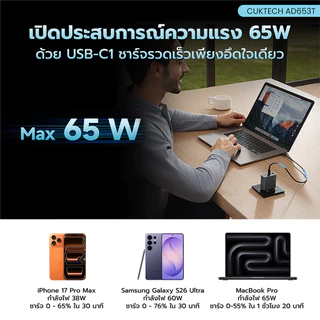 CUKTECH AD653T + CMC610 Set หัวชาร์จเร็ว 65W สายชาร์จแม่เหล็ก 240W type C to C iPhone 17 / SAMSUNG -2Y
