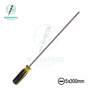 ไขควงยาว วัสดุ S2 สำหรับจักรเย็บอุตสาหกรรม ขนาด 5 MM. ยาว 30 CM. ปากแบน ปากแฉก