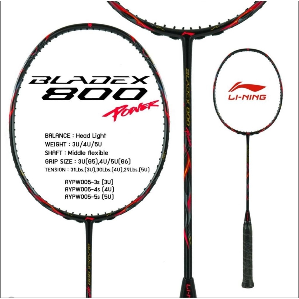 ไม้แบดมินตัน LiNing BLADEX 800 POWER และ SPEED ราคาเฉพาะไม้+ซอง ประกัน LiNing TH 6 เดือน