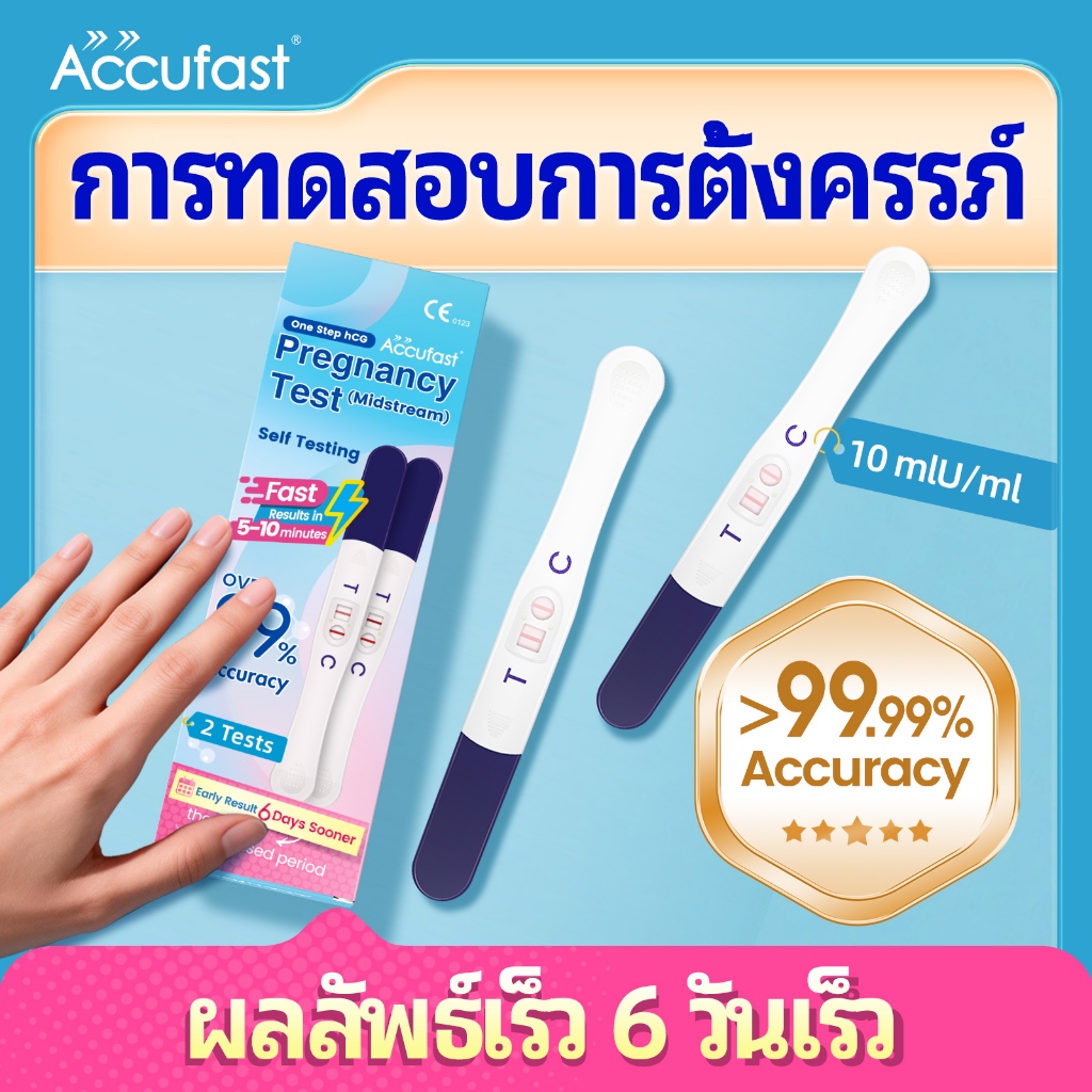 ACCUFAST 🏆ตรวจครรภ์ การจัดส่งที่เป็นความลับ ชุดทดสอบการตั้งครรภ์อย่างรวดเร็ว HCG -10MIU ความไวสูง - ความแม่นยำ 99.99%
