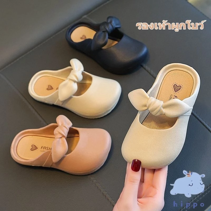 รองเท้าเด็กน่ารัก โบว์บัลเล่ต์ รองเท้าแตะพื้นนุ่ม สาว Outwear ฤดูร้อน ยังสามารถสวมใส่ได้ที่บ้าน