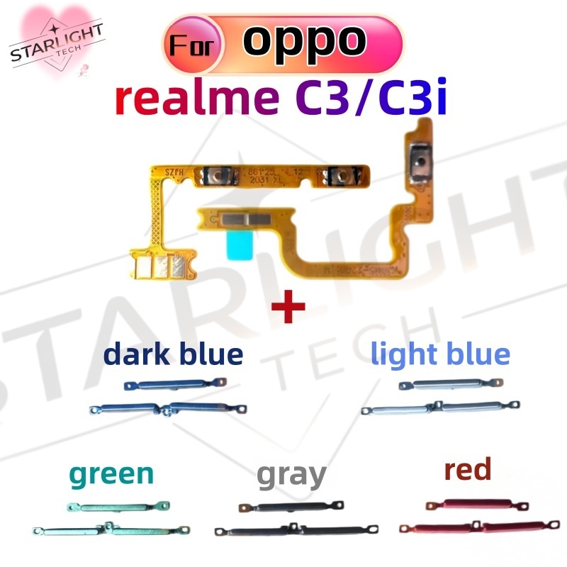 สําหรับ OPPO Realme C3 C3I ระดับเสียงด้านข้างปุ่ม Flex Cable Keys ปุ่มปิดระดับเสียงขึ้นและลงปุ่มด้าน