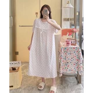 800 Mmeimei ชุดนอนกระโปรงสาวอวบ ผ้ายืด ทิ้งตัว **ไม่มีฟองน้ำ** ลายน่ารักๆ (สินค้าพร้อมส่ง)