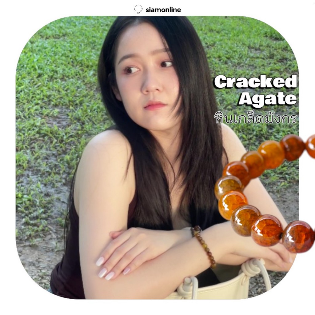 CRACKED AGATE หินเกล็ดมังกร เลือกขนาดเม็ดหินได้ (4-20 มม.) สร้อยข้อมือหินแท้ by siamonlineshop