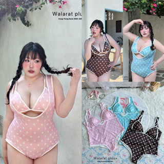 (WR) บิกินี่วันพีช ลายจุด สีหวาน น่ารักมาก แต่แอบเซ็กซี่ พรา…