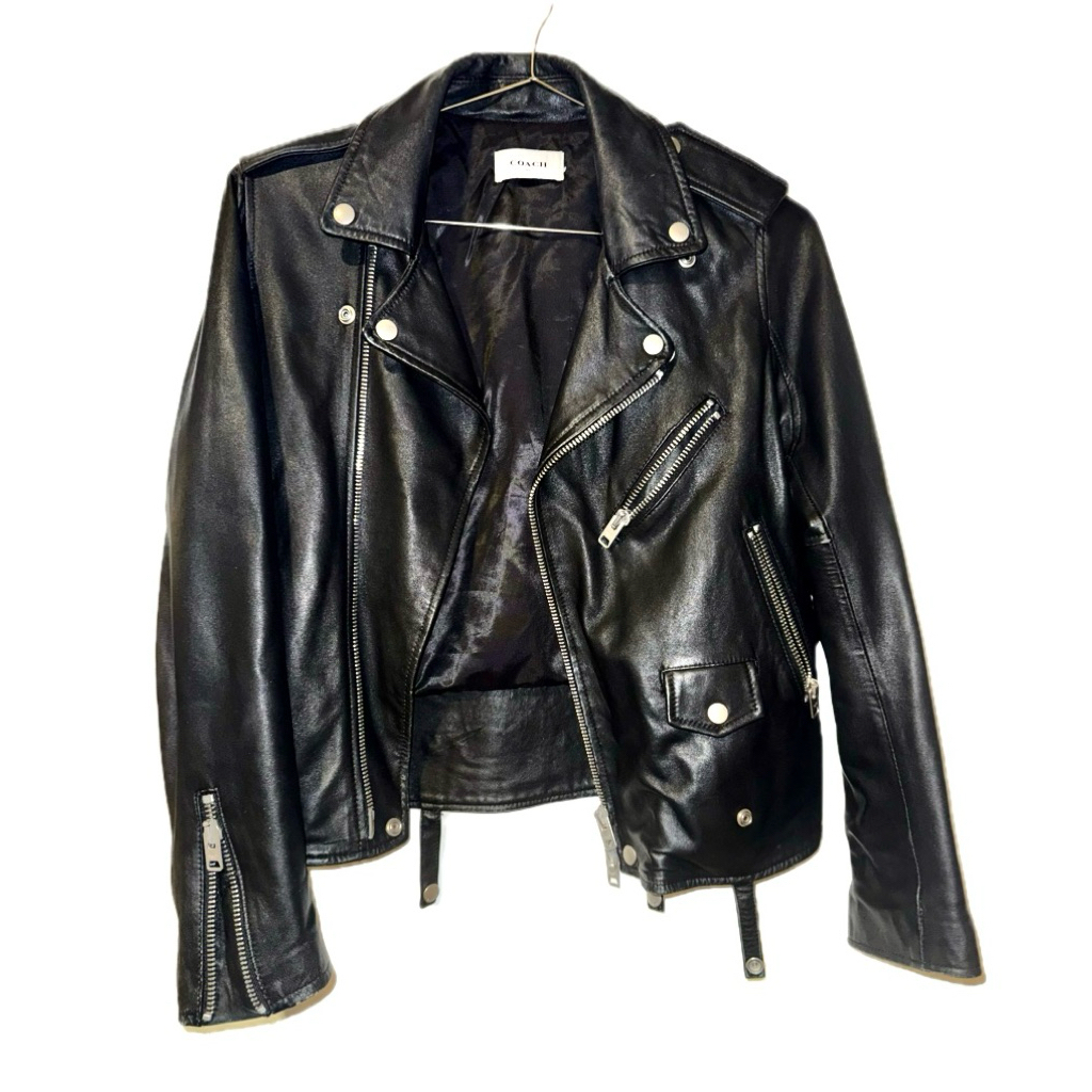 Vintage Coach black leather biker jacket