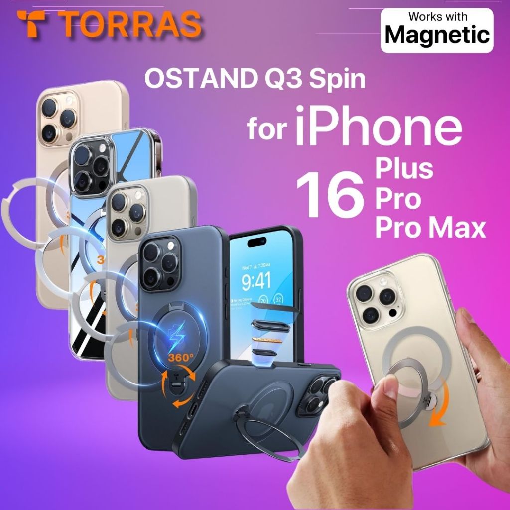 (ลดล้างสต็อค) เคส TORRAS OSTAND Q3 SPIN สำหรับ iPhone 16 Plus / 16 Pro / 16 Pro Max