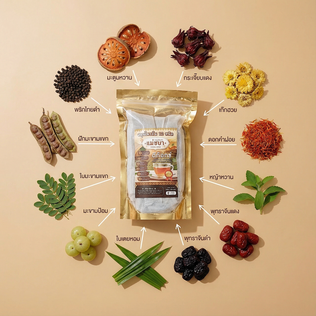 [พร้อมส่งจากบริษัท!] ชาสมุนไพร 12 ชนิด แม่ชบา สูตรต้ม