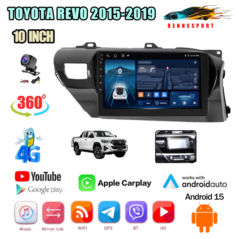 จอแอนดรอย 10นิ้ว TOYOTA REVO 2015-2019 Android WIFI Carplay และ 4G จอตรงรุ่น จอติดรถยนต์จอแอนดรอย