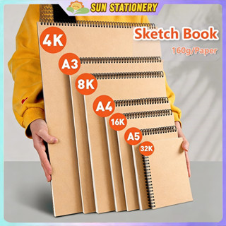 สมุดสเก็ตช์ 60 หน้า 160gsm A6/A5/16K/A4/8K/A3 สมุดวาดรูปแบบเ…