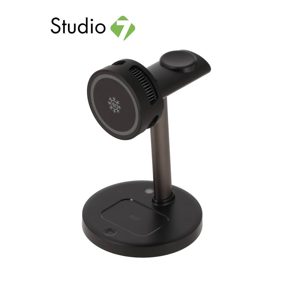 ที่ชาร์จไร้สาย TECHPRO 3 in 1 Magnetic with Cooling Stand Black by Studio7
