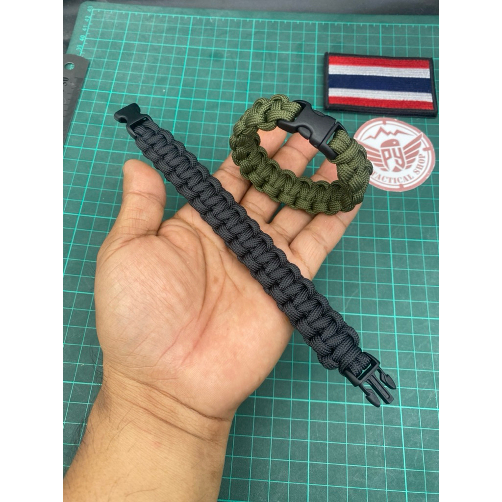 A036 กำไลข้อมือถักเชือกparacord 4มิล เชือกคุณภาพดีแห้งเร็ว ไม่อมน้ำ ตัวล็อคพลาสติกเหนียวแข็งแรง